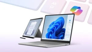 بنر اصلی سایت ژیران سیستم شامل لپ‌تاپ و تبلت‌های Microsoft Surface